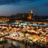 Marrakech, Morocco - Circa September 2015 - sunrise over marrakechs central place djemaa el fna